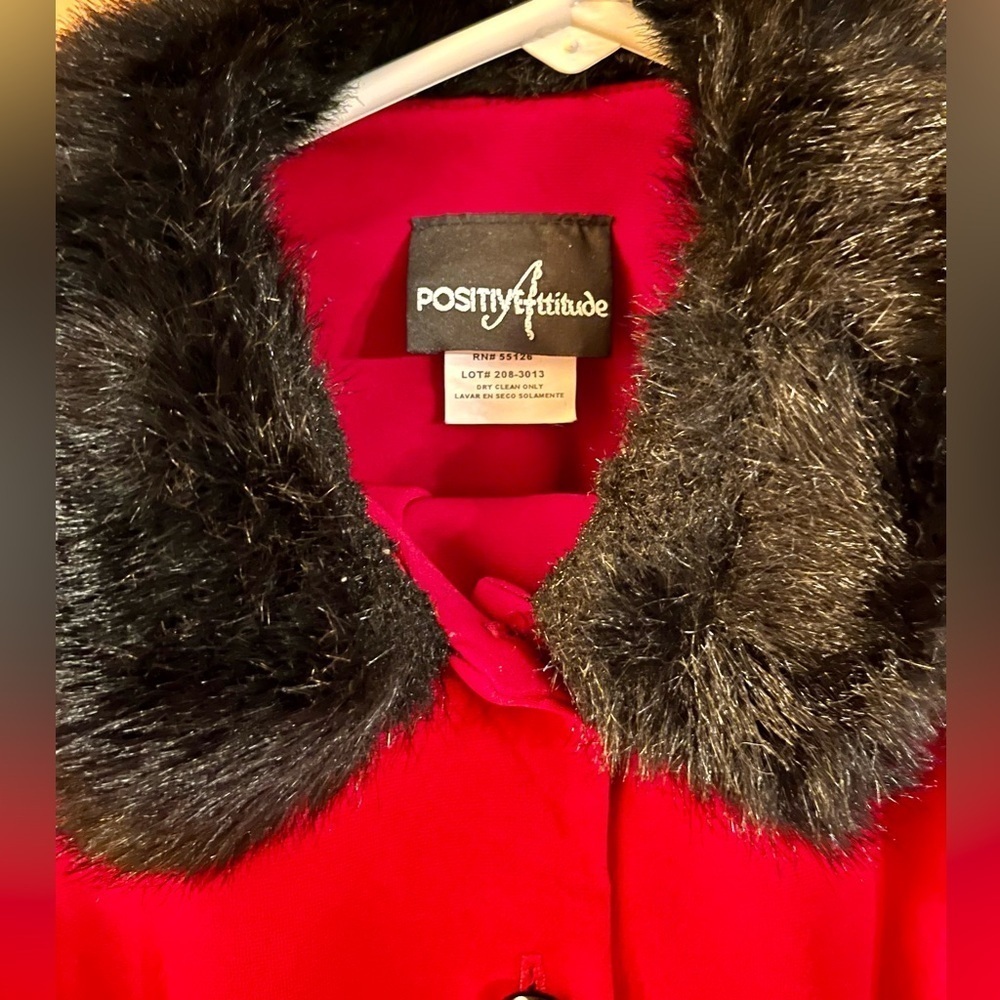 Positive Attitude Size 6 two-piece Skirt and Blazer Set Faux Fur Collar Cuffs - Picture 3 of 13